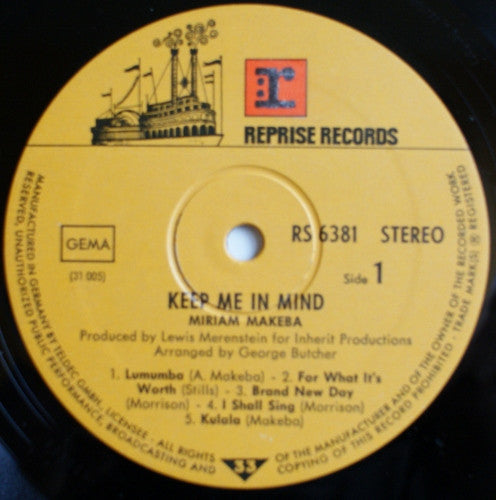 Miriam Makeba : Keep Me In Mind (LP, Album, RP)