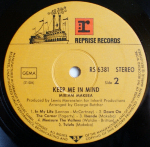 Miriam Makeba : Keep Me In Mind (LP, Album, RP)