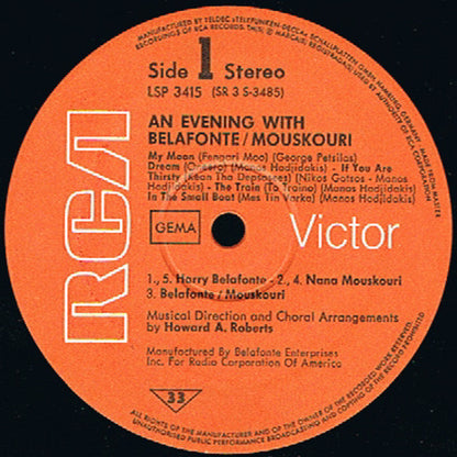 Harry Belafonte / Nana Mouskouri : An Evening With Belafonte / Mouskouri (LP, Album, RE)