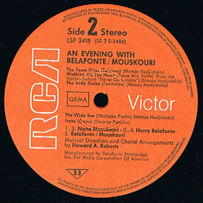 Harry Belafonte / Nana Mouskouri : An Evening With Belafonte / Mouskouri (LP, Album, RE)