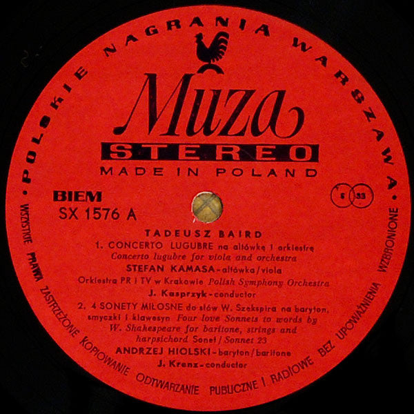 Tadeusz Baird : Concerto Lugubre, Four Love Sonnets, Goethe-Briefe (LP, Album)