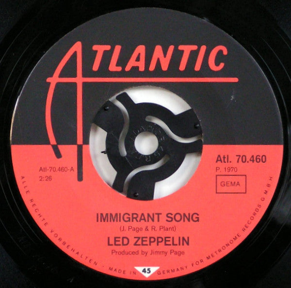 Led Zeppelin : Immigrant Song / Hey Hey (7", Single)