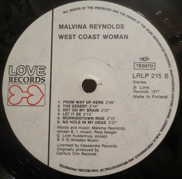 Malvina Reynolds : West Coast Woman (LP, Album)