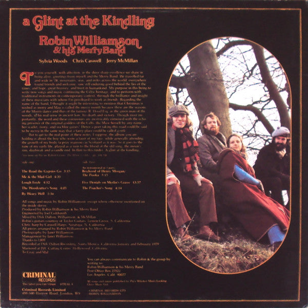 Robin Williamson & His Merry Band : A Glint At The Kindling (LP, Album)