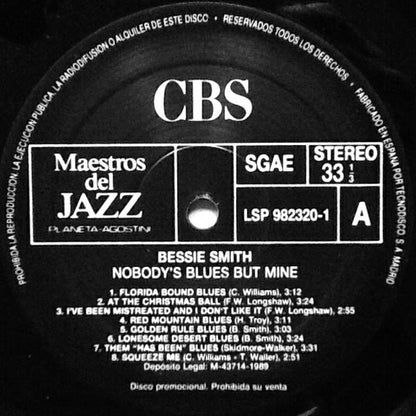 Bessie Smith : Nobody Blues But Mine (LP, Comp, Promo)