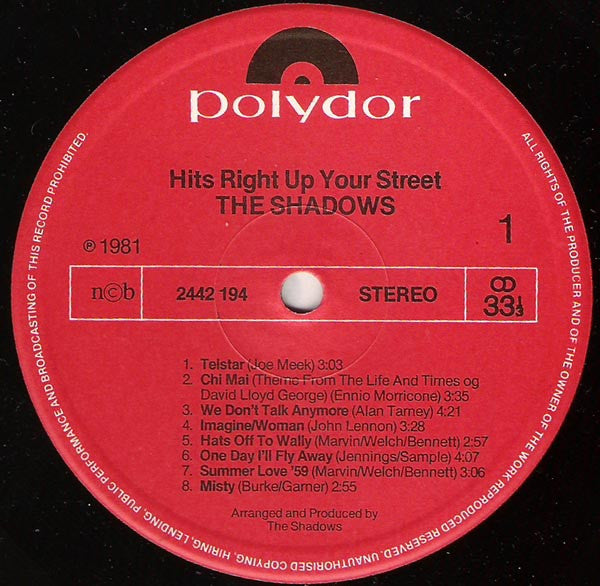 The Shadows : Hits Right Up Your Street (LP, Album)