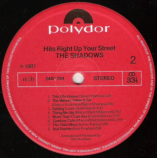 The Shadows : Hits Right Up Your Street (LP, Album)