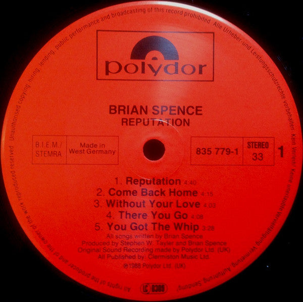 Brian Spence : Reputation (LP, Album)