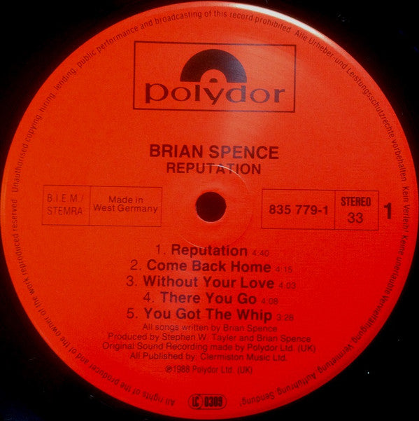 Brian Spence : Reputation (LP, Album)