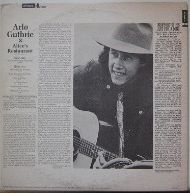 Arlo Guthrie : Alice's Restaurant (LP, Album, RP, Ora)