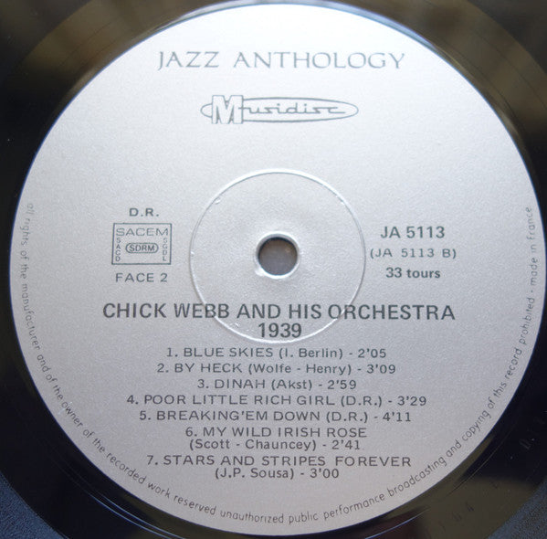 Chick Webb And His Orchestra : Original Sessions 1937/1939 (LP, Album, Mono)