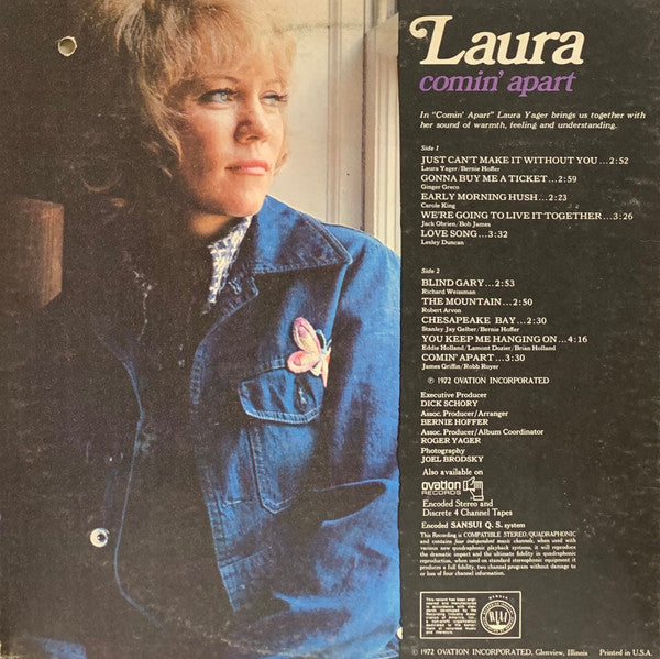 Laura Yager : Comin' Apart (LP, Album, Quad, Promo, W/Lbl, Gat)