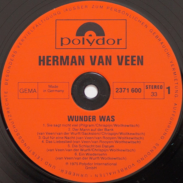 Herman Van Veen : Wunder Was (LP, Album)