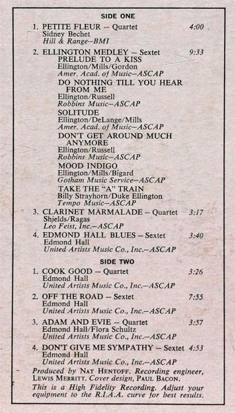 Edmond Hall : Petite Fleur (LP, Mono)