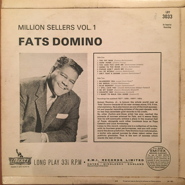 Fats Domino : Million Sellers Vol. 1 (LP, Comp, Mono)