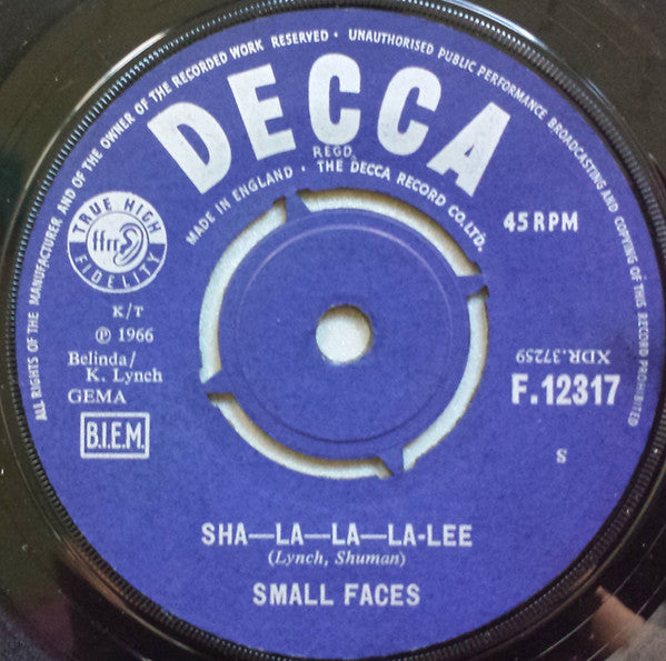 Small Faces : Sha-La-La-La-Lee (7", Single)