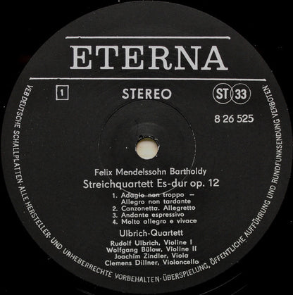 Felix Mendelssohn-Bartholdy, Ulbrich-Quartett : Streichquartett Es-dur Op. 12 / Streichquartett E-moll Op. 44 Nr. 2 (LP, Album)