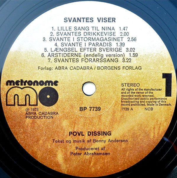 Povl Dissing & Benny Andersen : Svantes Viser (LP, Album)