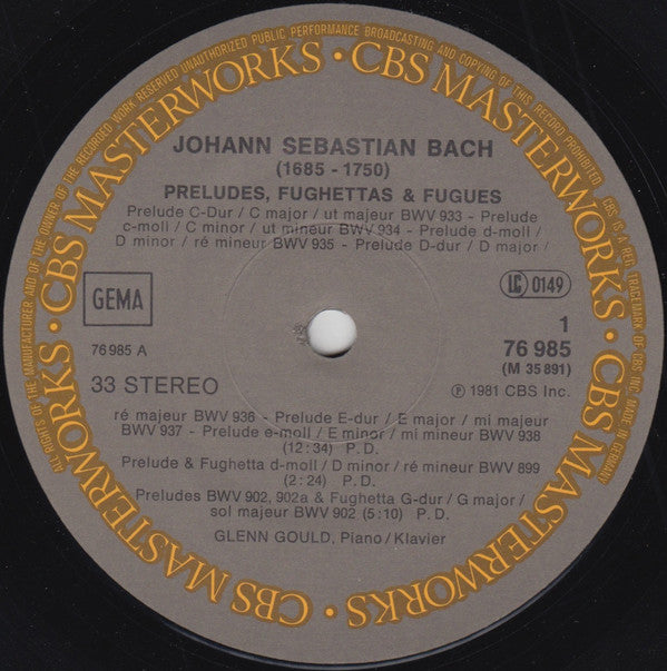 Johann Sebastian Bach - Glenn Gould : Preludes, Fughettas And Fugues (LP)