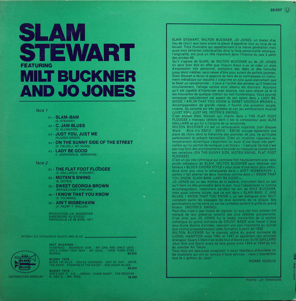 Slam Stewart : Slam Stewart Featuring Milt Buckner And Jo Jones (LP, Album)