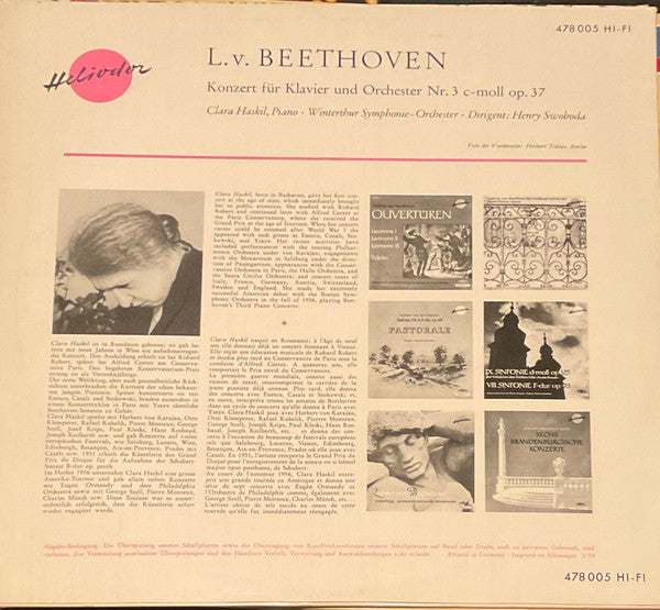 Ludwig van Beethoven, Clara Haskil, Winterthur Symphony Orchestra, Henry Swoboda : Klavierkonzert Nr. 3 C-moll (LP)