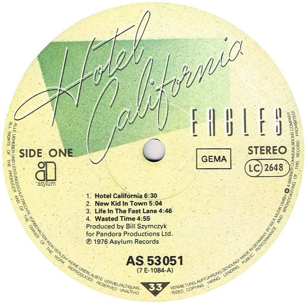 Eagles : Hotel California (LP, Album, RE, Gat)