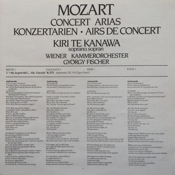 Kiri Te Kanawa, Wiener Kammerorchester, György Fischer : Mozart Concert Arias (LP)