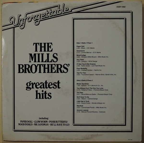 The Mills Brothers : Greatest Hits (LP, Comp)