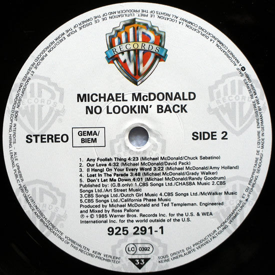 Michael McDonald : No Lookin' Back (LP, Album)