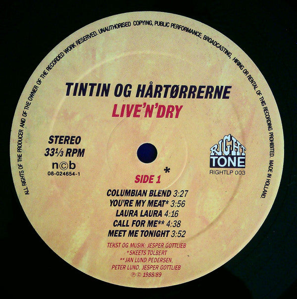 Tintin Og Hårtørrerne : Live'N'Dry (LP, Album)