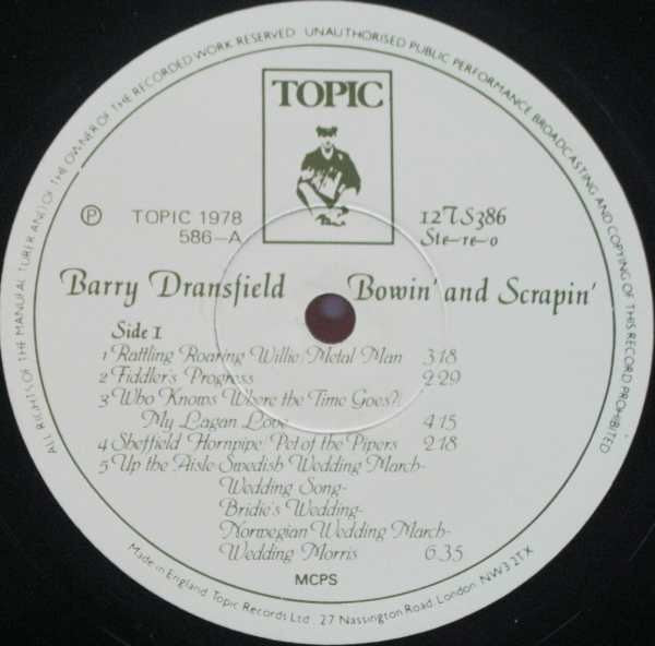 Barry Dransfield : Bowin' And Scrapin' (LP, Album)