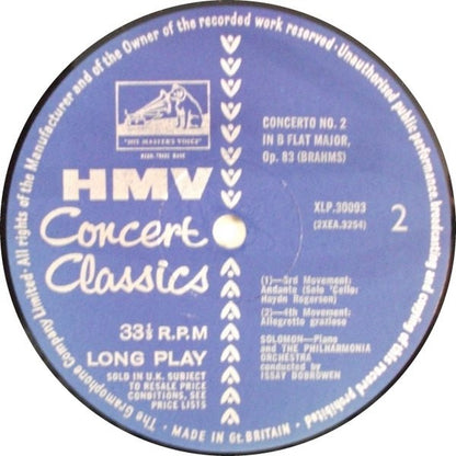 Solomon (6), Philharmonia Orchestra, Issay Dobrowen, Johannes Brahms : Plays Brahms Piano Concerto No. 2 (LP, Mono)
