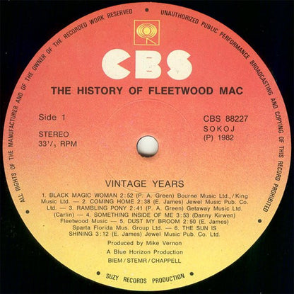 Fleetwood Mac : The History Of Fleetwood Mac - Vintage Years (2xLP, Comp, RE, Gat)