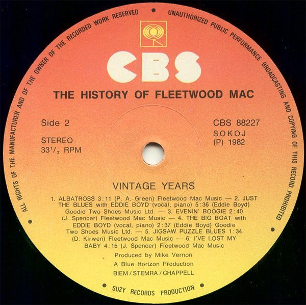 Fleetwood Mac : The History Of Fleetwood Mac - Vintage Years (2xLP, Comp, RE, Gat)