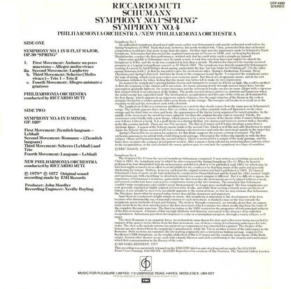 Robert Schumann, Riccardo Muti, Philharmonia Orchestra / New Philharmonia Orchestra : Symphony No. 1 "Spring" / Symphony No. 4 (LP, RE)