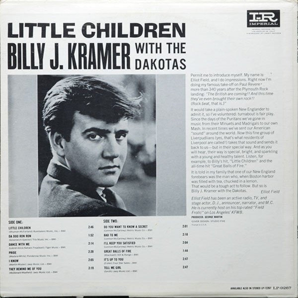 Billy J. Kramer & The Dakotas : Little Children (LP, Album, Mono, RP, Ind)