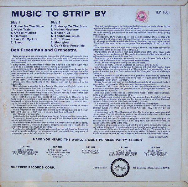 The Bob Freedman Orchestra : Music To Strip By (LP, Album)