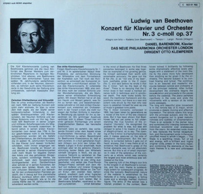 Ludwig van Beethoven / Daniel Barenboim ‧ Otto Klemperer ‧ New Philharmonia Orchestra : 3.Klavierkonzert (LP)