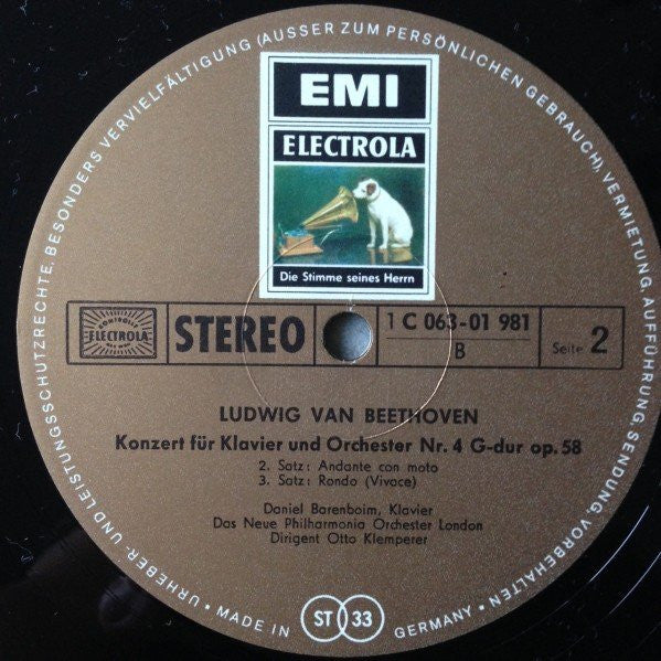 Ludwig van Beethoven, Daniel Barenboim, Otto Klemperer, New Philharmonia Orchestra : Ludwig van Beethoven Klavierkonzert 4 (LP)
