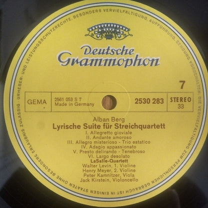 Alban Berg, Lasalle Quartet : Lyrische Suite - Streichquartett Op. 3 (Lyric Suite - String Quartett, Op. 3) (LP)