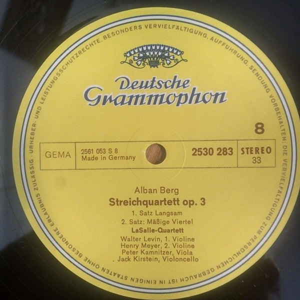 Alban Berg, Lasalle Quartet : Lyrische Suite - Streichquartett Op. 3 (Lyric Suite - String Quartett, Op. 3) (LP)