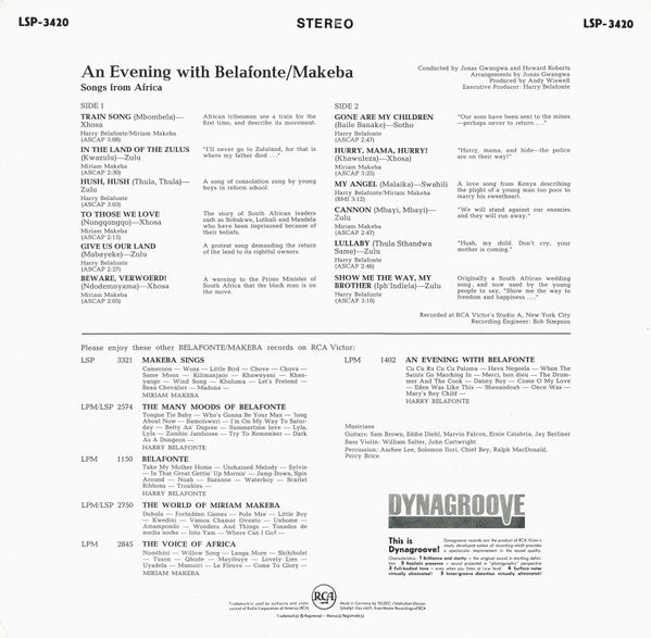 Harry Belafonte / Miriam Makeba : An Evening With Belafonte/Makeba (LP, Album)
