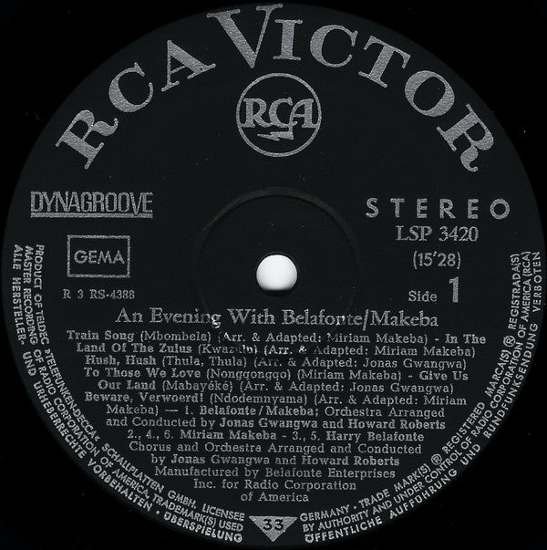 Harry Belafonte / Miriam Makeba : An Evening With Belafonte/Makeba (LP, Album)