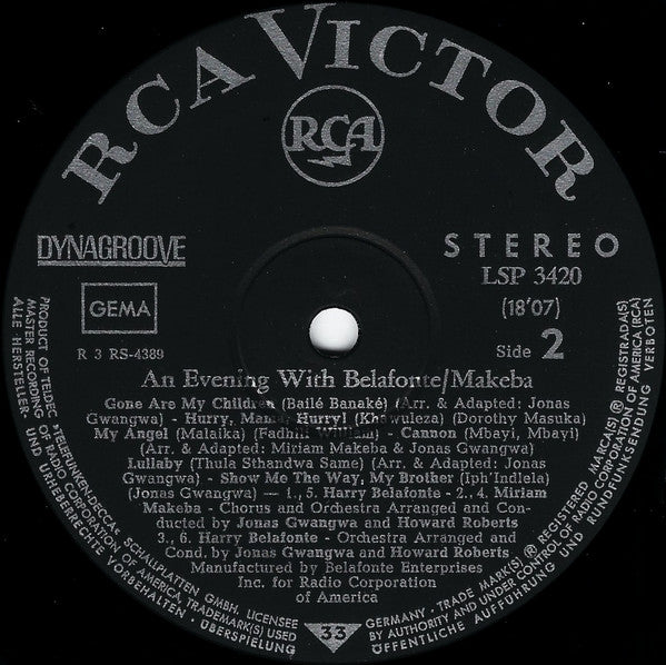 Harry Belafonte / Miriam Makeba : An Evening With Belafonte/Makeba (LP, Album)