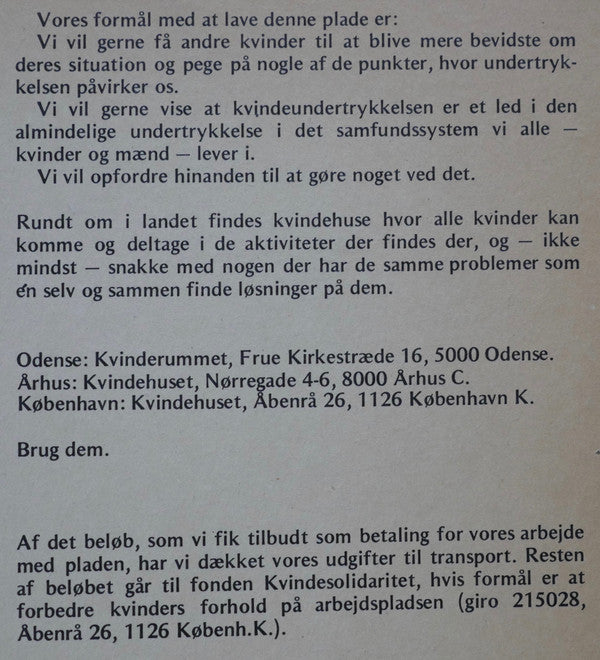 Kvinder I Danmark : Kvinder I Danmark (LP)