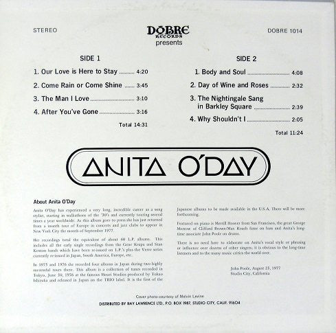 Anita O'Day : Anita O'Day (LP, Album)