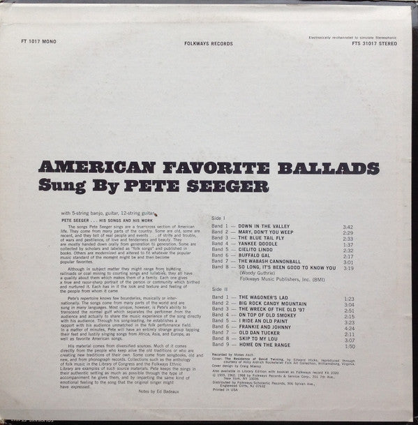 Pete Seeger : American Favorite Ballads (LP, Album)