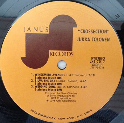 Jukka Tolonen : Crossection (LP, Album, Comp)