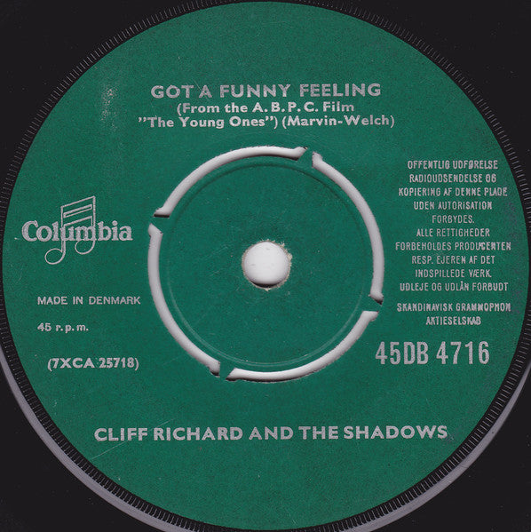 Cliff Richard : When The Girl In Your Arms Is The Girl In Your Heart / Got A Funny Feeling (7", Single, Gre)