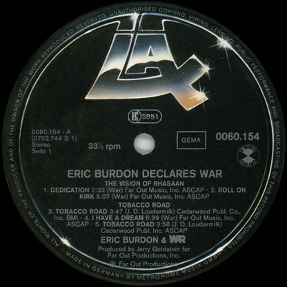 Eric Burdon & War : Eric Burdon Declares “War” (LP, Album, RE)